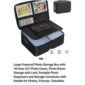 Large Fireproof Photo Storage Box with 18 Inner 5x7 Photo Cases, Photo Boxes ...